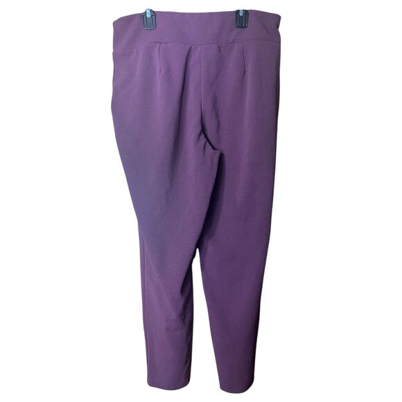Maurices Plum Purple Crepe Pull On Ankle Pants Crossover Waist Sz Large - Picture 6 of 8